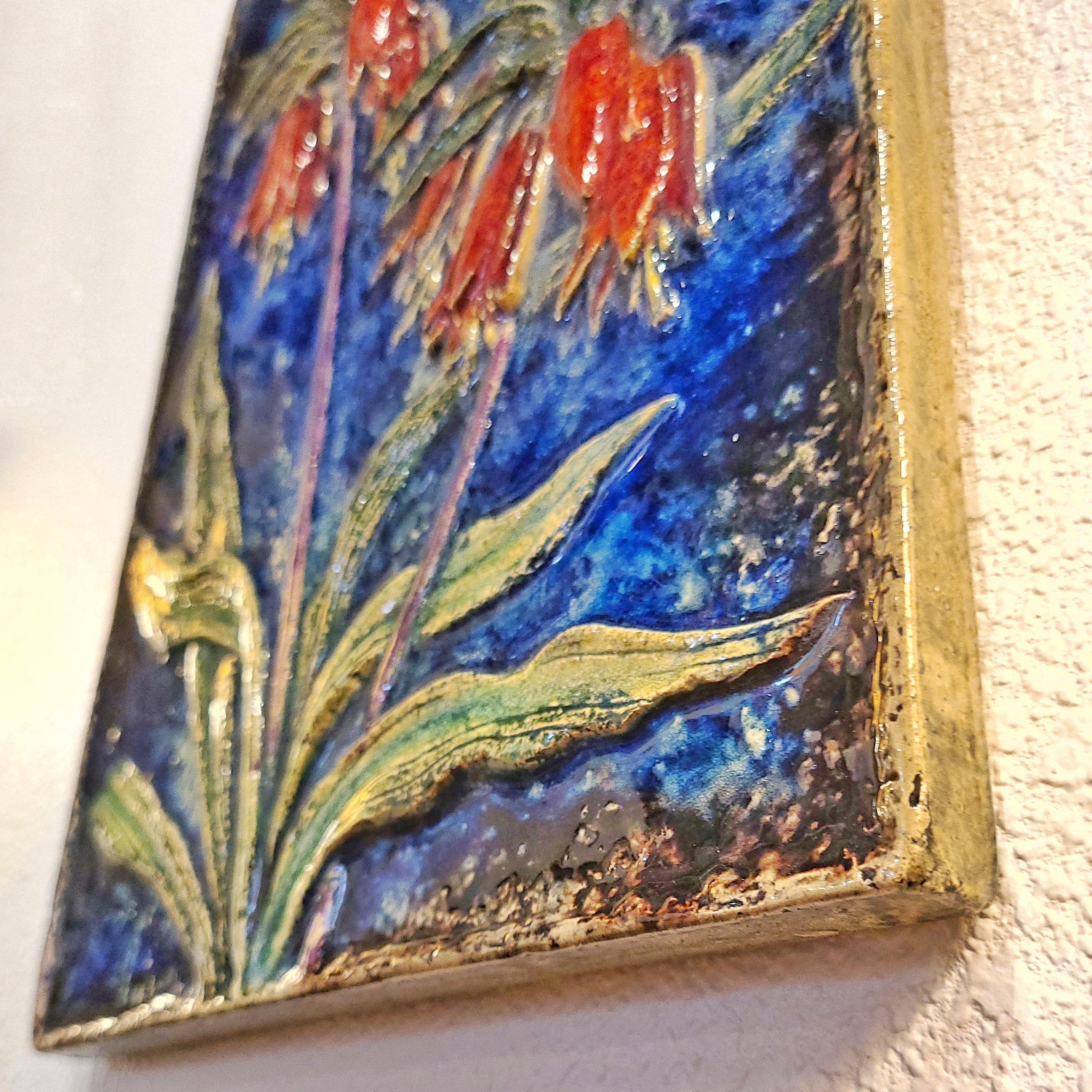 WERNER MESCHEDE ‘KAISERKRONE’ (KAISER’S CROWN) BOTANICAL WALL TILE Nr. 7337 FOR MAJOLIKA KARLSRUHE
