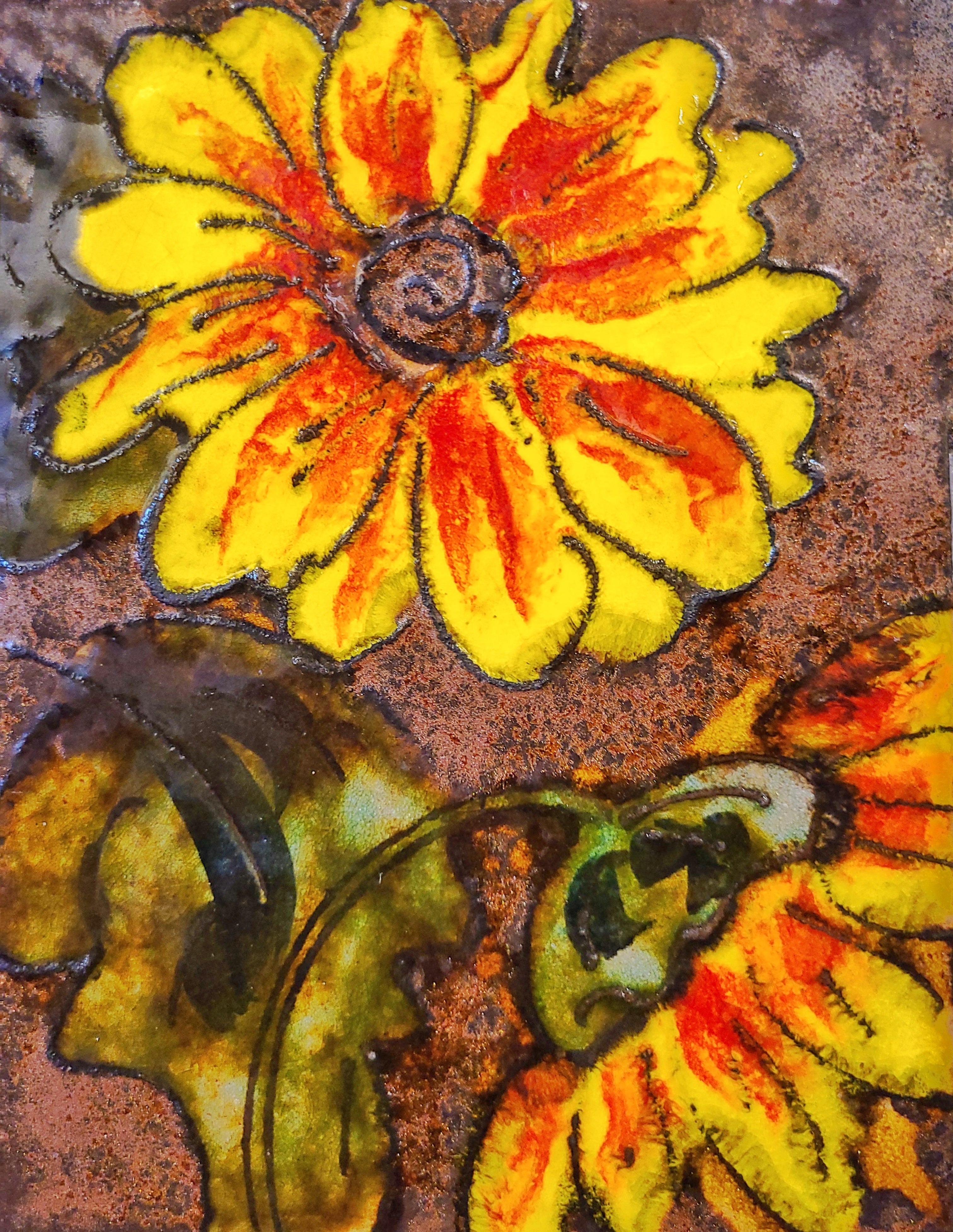 RUSCHA KERAMIK ‘BLUME’ WALL TILE Nr. 763 WITH CHAIN
