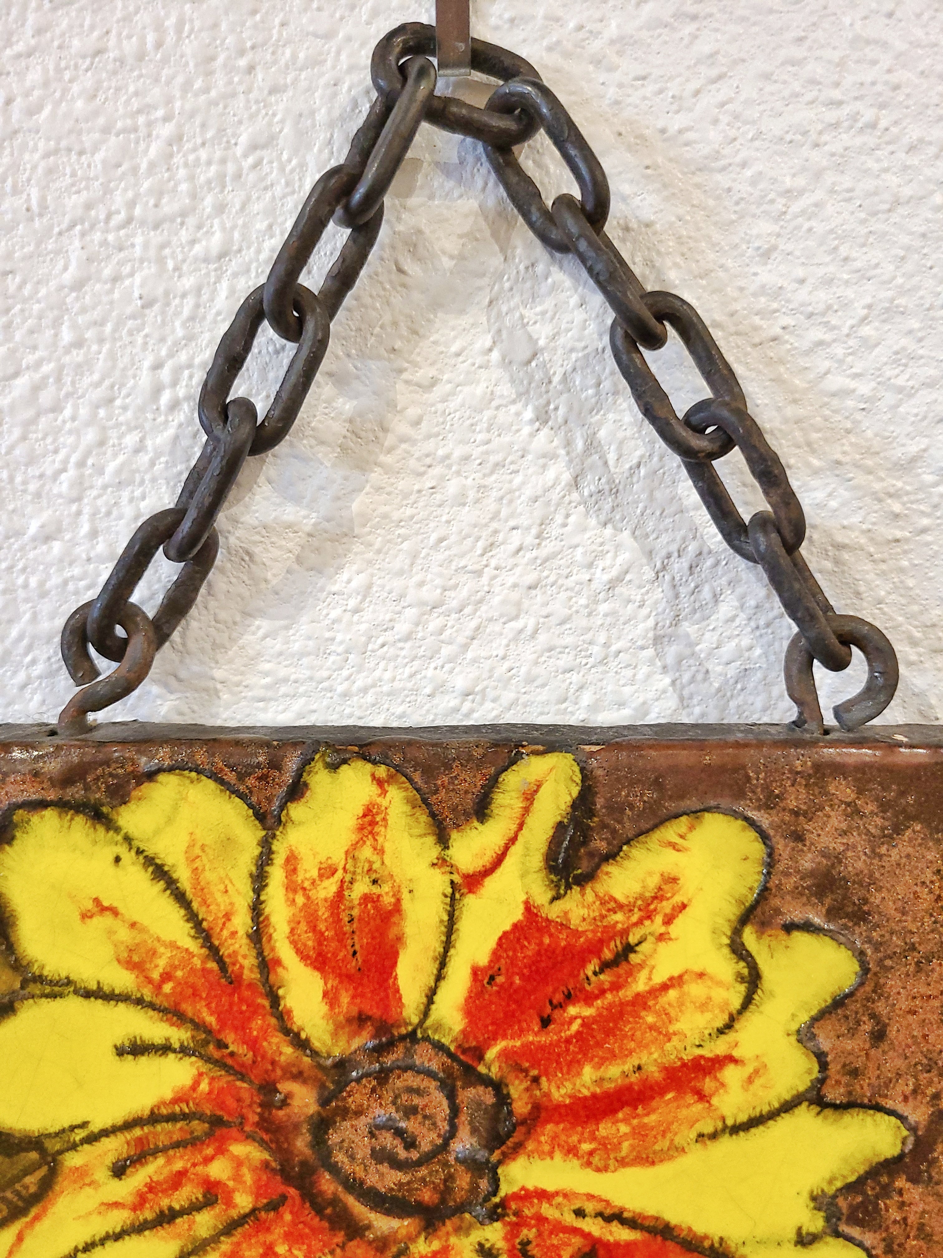 RUSCHA KERAMIK ‘BLUME’ WALL TILE Nr. 763 WITH CHAIN