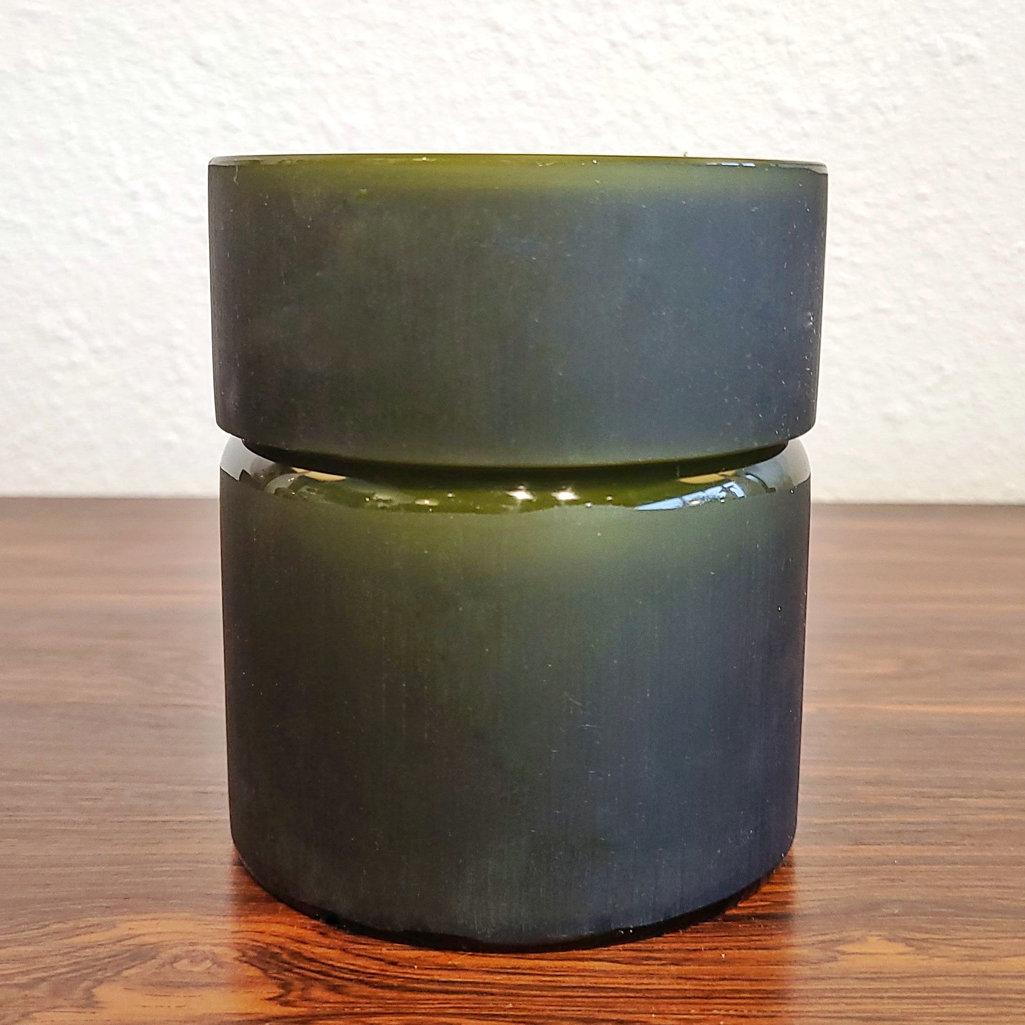 1960s VISTOSI FROSTED OLIVE GREEN AND WHITE CASED-GLASS BOX (MURANO)
