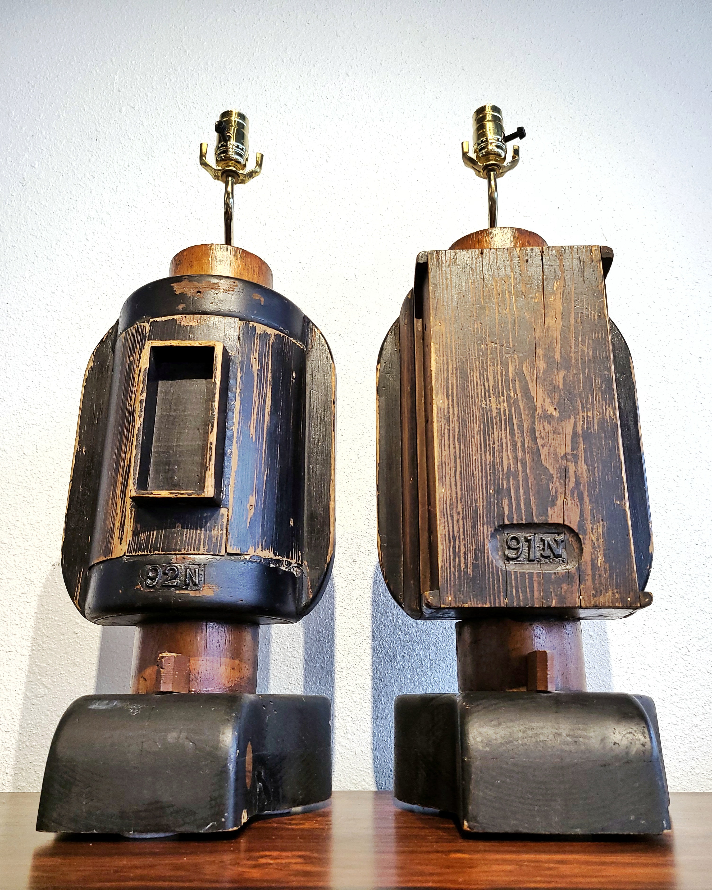 INDUSTRIAL FOUNDRY MOLD TABLE LAMPS (PAIR)