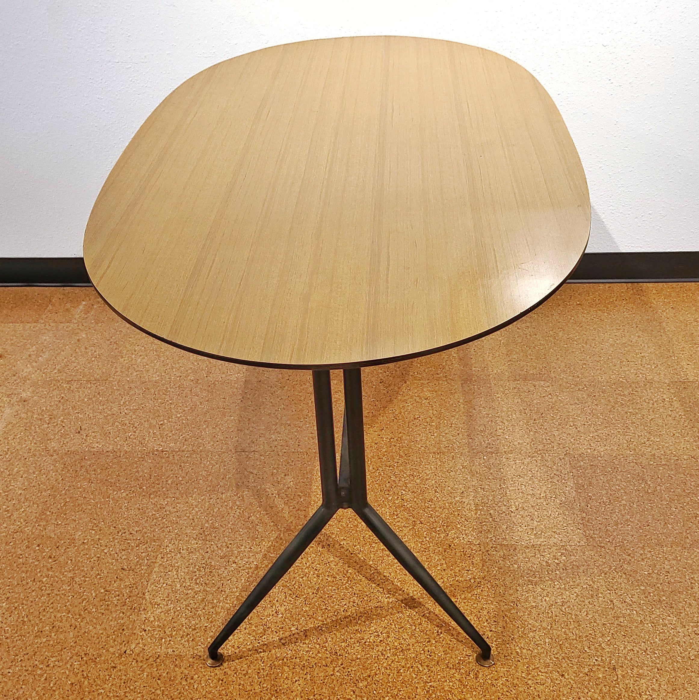 ITALIAN TRESTLE DINING TABLE OF TUBULAR STEEL AND LAMINATE ON PLYWOOD