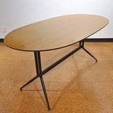ITALIAN TRESTLE DINING TABLE OF TUBULAR STEEL AND LAMINATE ON PLYWOOD