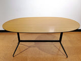 ITALIAN TRESTLE DINING TABLE OF TUBULAR STEEL AND LAMINATE ON PLYWOOD