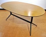 ITALIAN TRESTLE DINING TABLE OF TUBULAR STEEL AND LAMINATE ON PLYWOOD