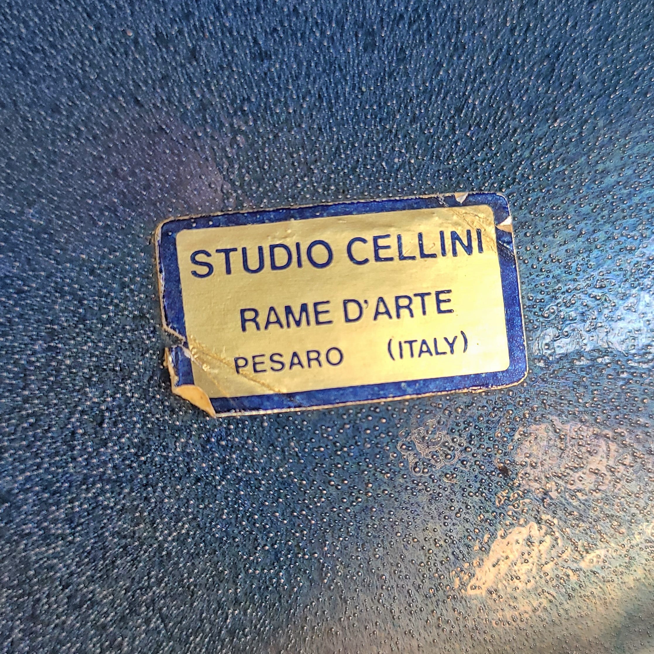 ENAMEL ON COPPER WALL PLATE BY UBALDO CINCIARINI FOR STUDIO CELLINI RAME d'ARTE PESARO