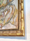 ABSTRACT OIL ON CANVAS IN GOLDEN FRAME - UNSIGNED