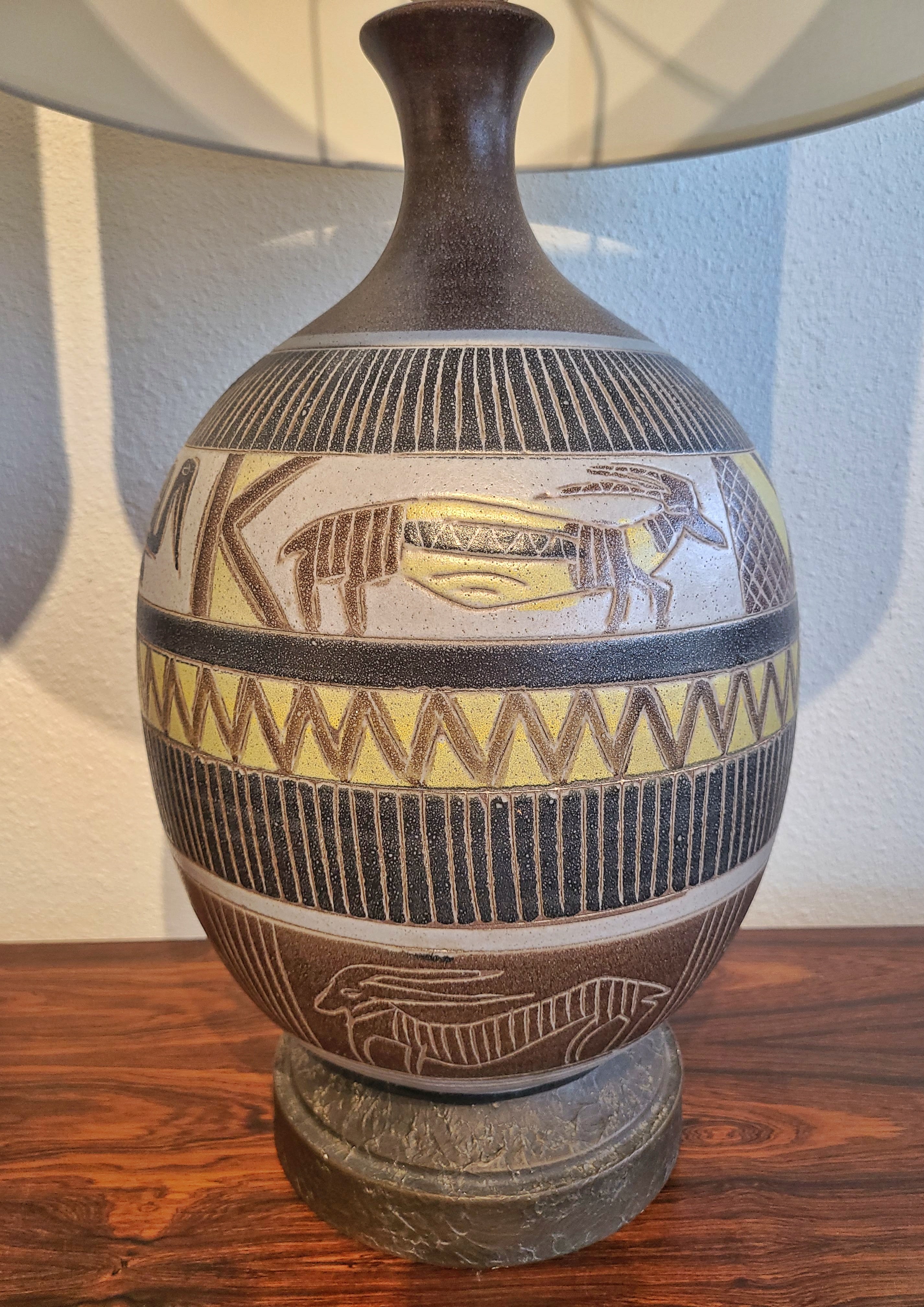 PAIR OF TABLE LAMPS WITH AFRICAN ANIMAL MOTIF