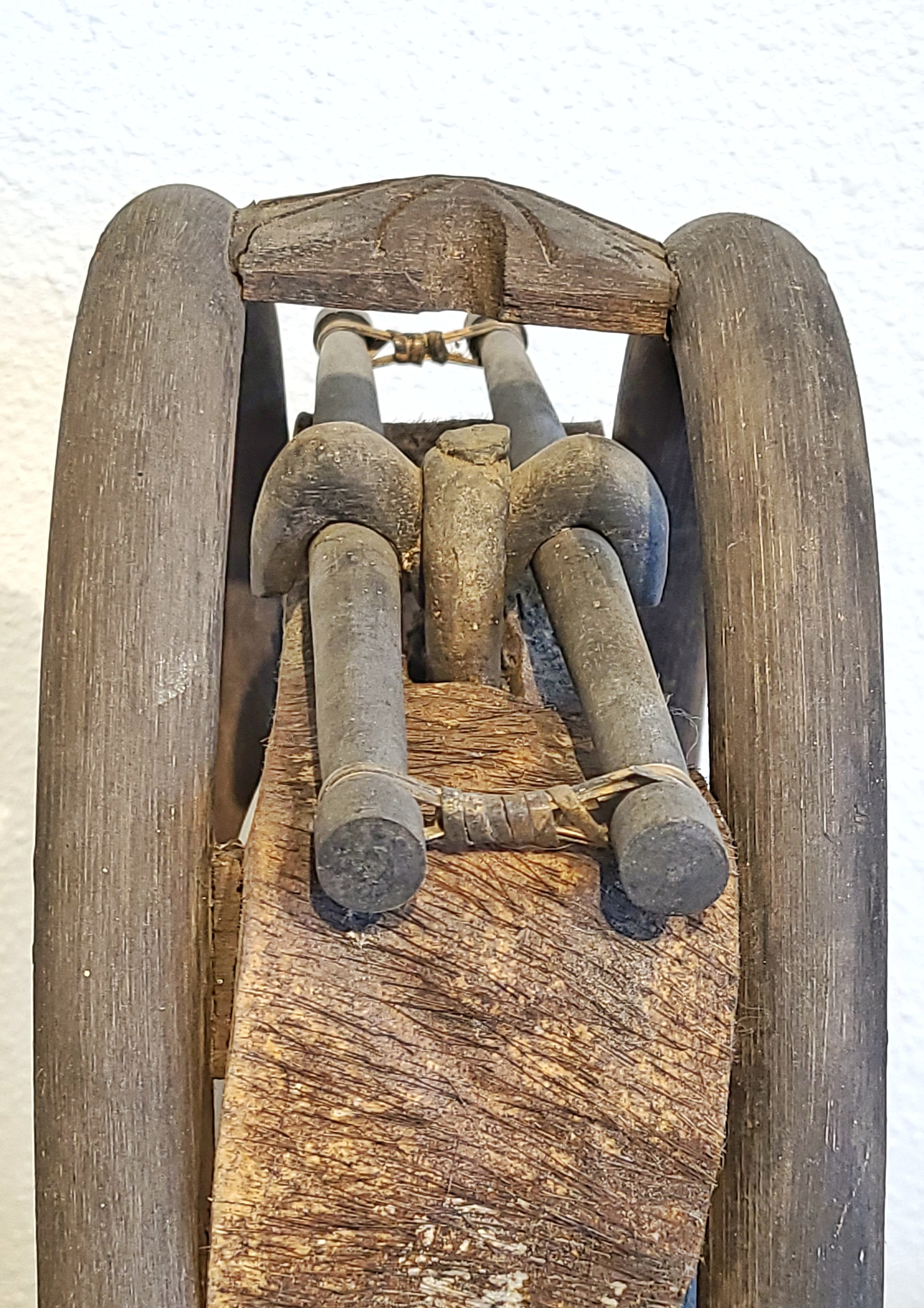 ANTIQUE KAREN HILL TRIBE ELEPHANT BELL AND STAND (THAILAND)