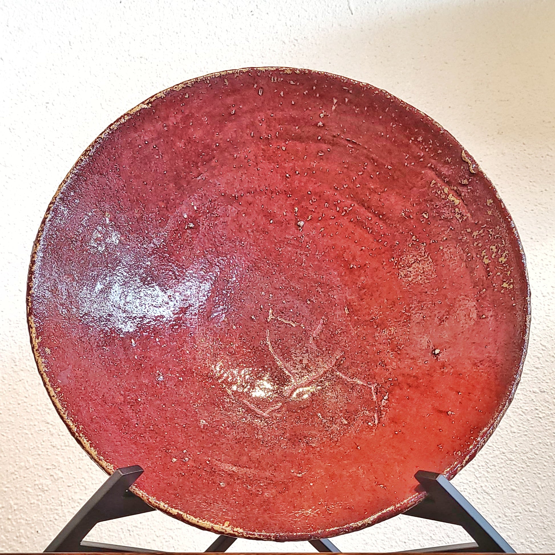 CHINESE EARTHENWARE CENTERPIECE BOWL WITH OXBLOOD GLAZE (13.25")