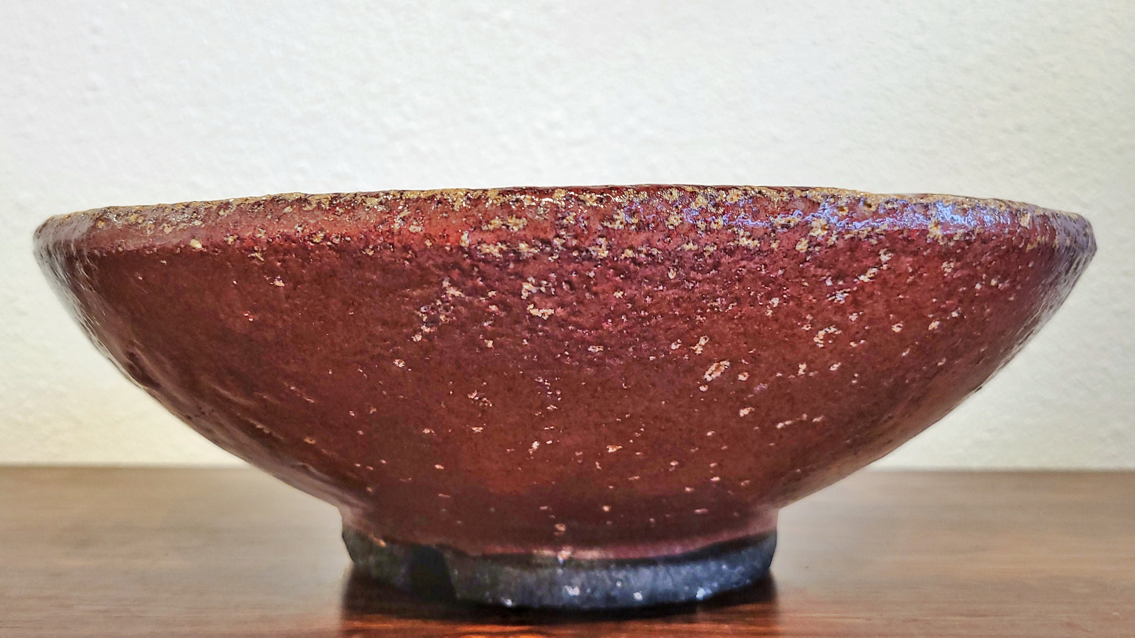 CHINESE EARTHENWARE CENTERPIECE BOWL WITH OXBLOOD GLAZE (13.25")