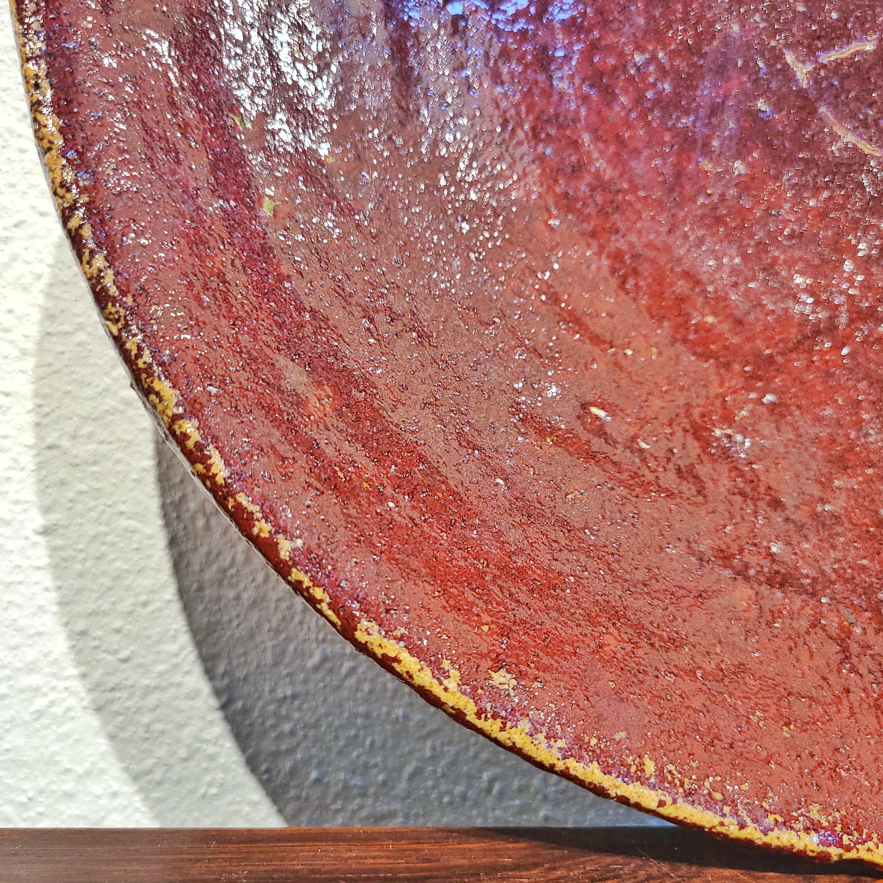 CHINESE EARTHENWARE CENTERPIECE BOWL WITH OXBLOOD GLAZE (13.25")
