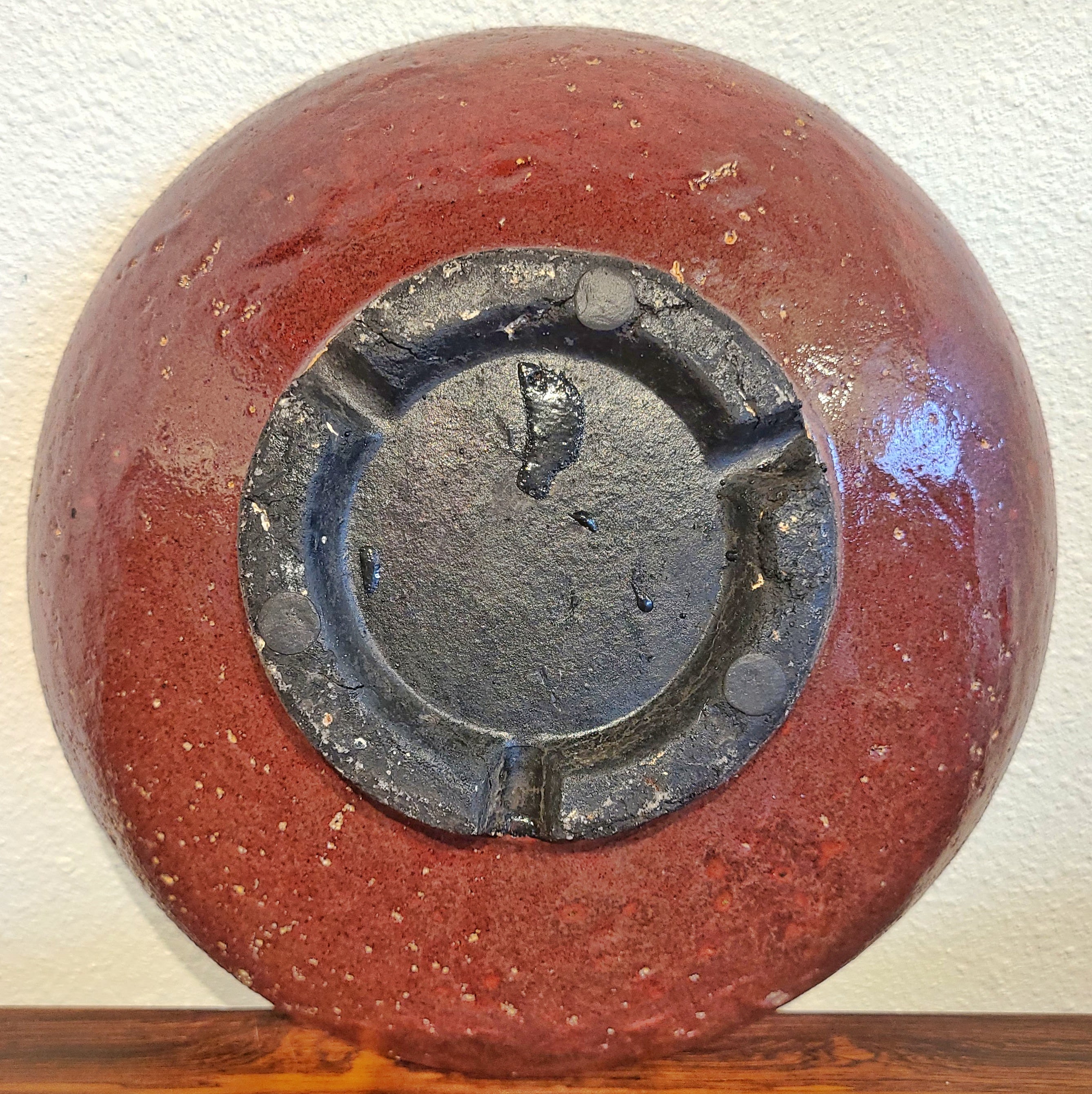 CHINESE EARTHENWARE CENTERPIECE BOWL WITH OXBLOOD GLAZE (13.25")