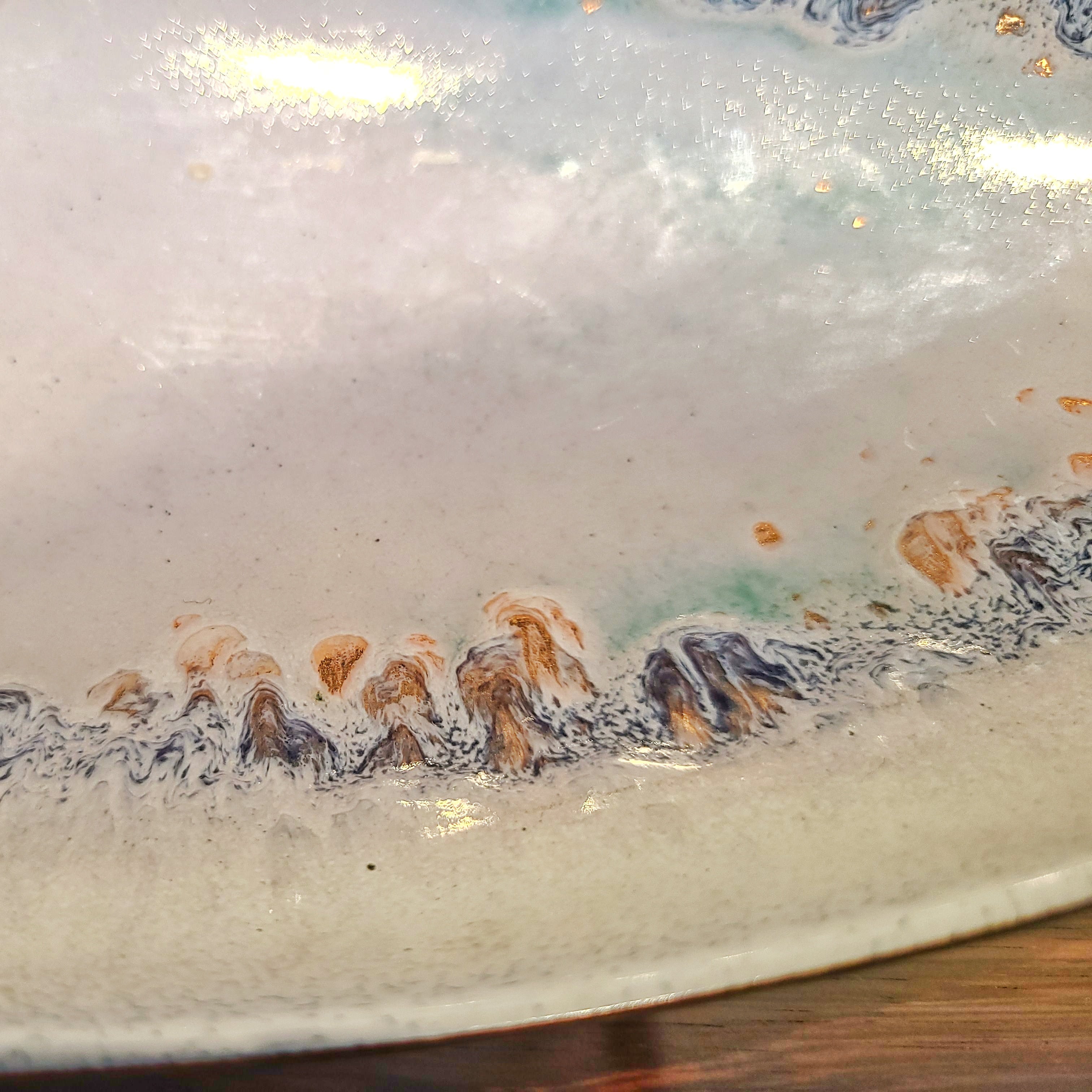 LONG VEB FISHLAND ENAMEL ON BRASS BOWL
