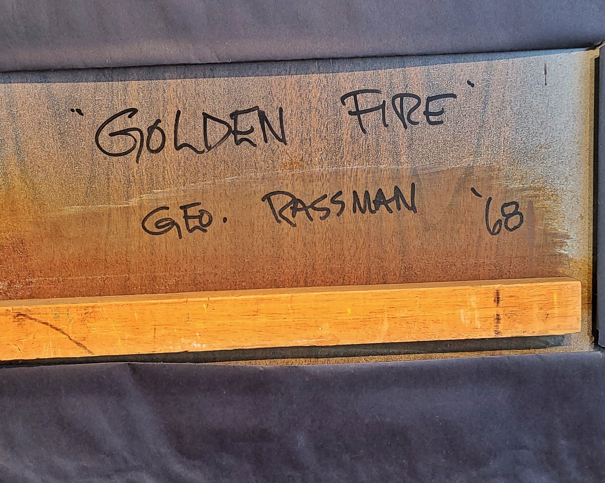 ‘GOLDEN FIRE’ POLYMER ON PANEL BY GEORGE RASSMAN (1968)