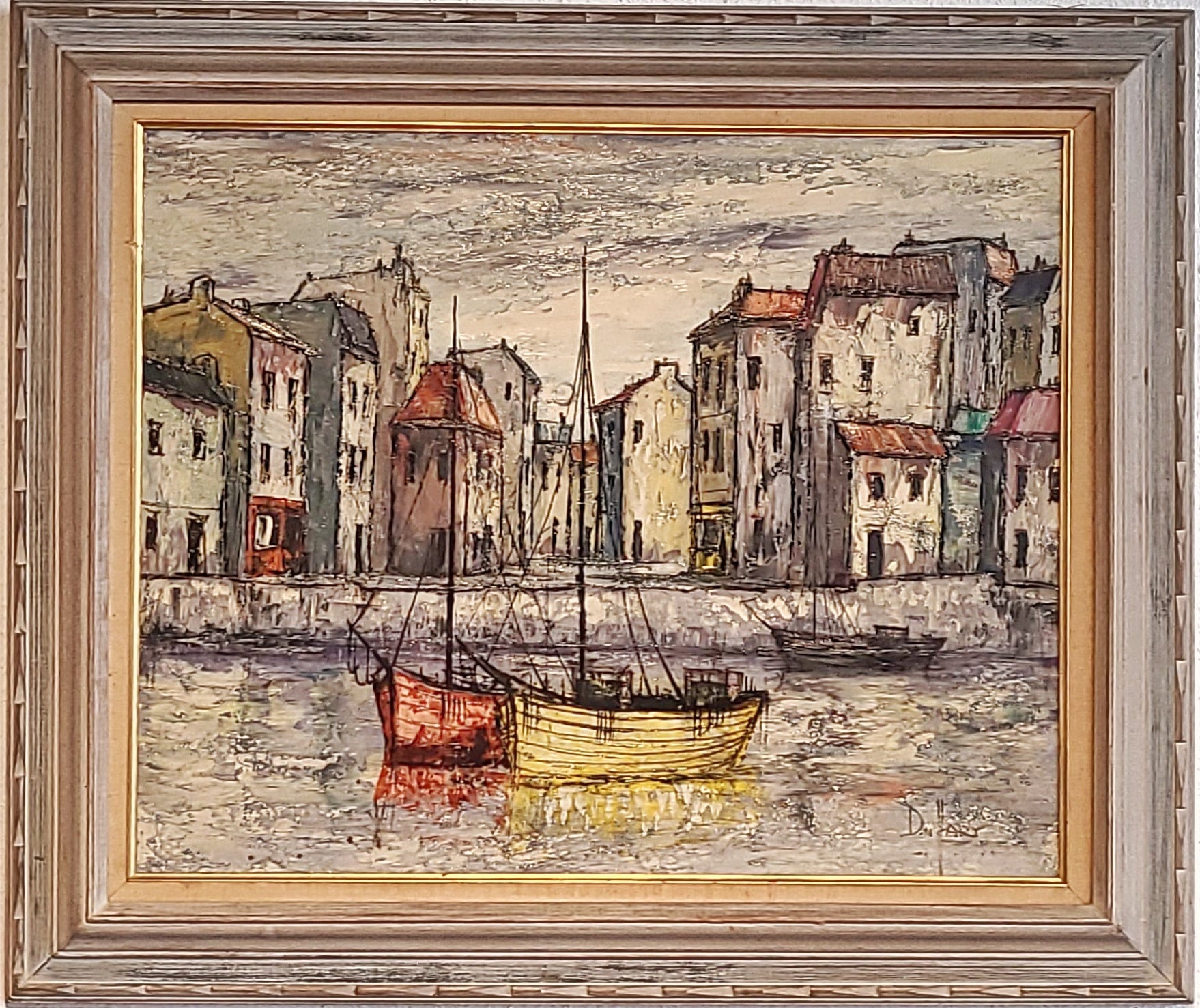 VILLAGE HARBORSCAPE BY JULES DUFFART (1960s)