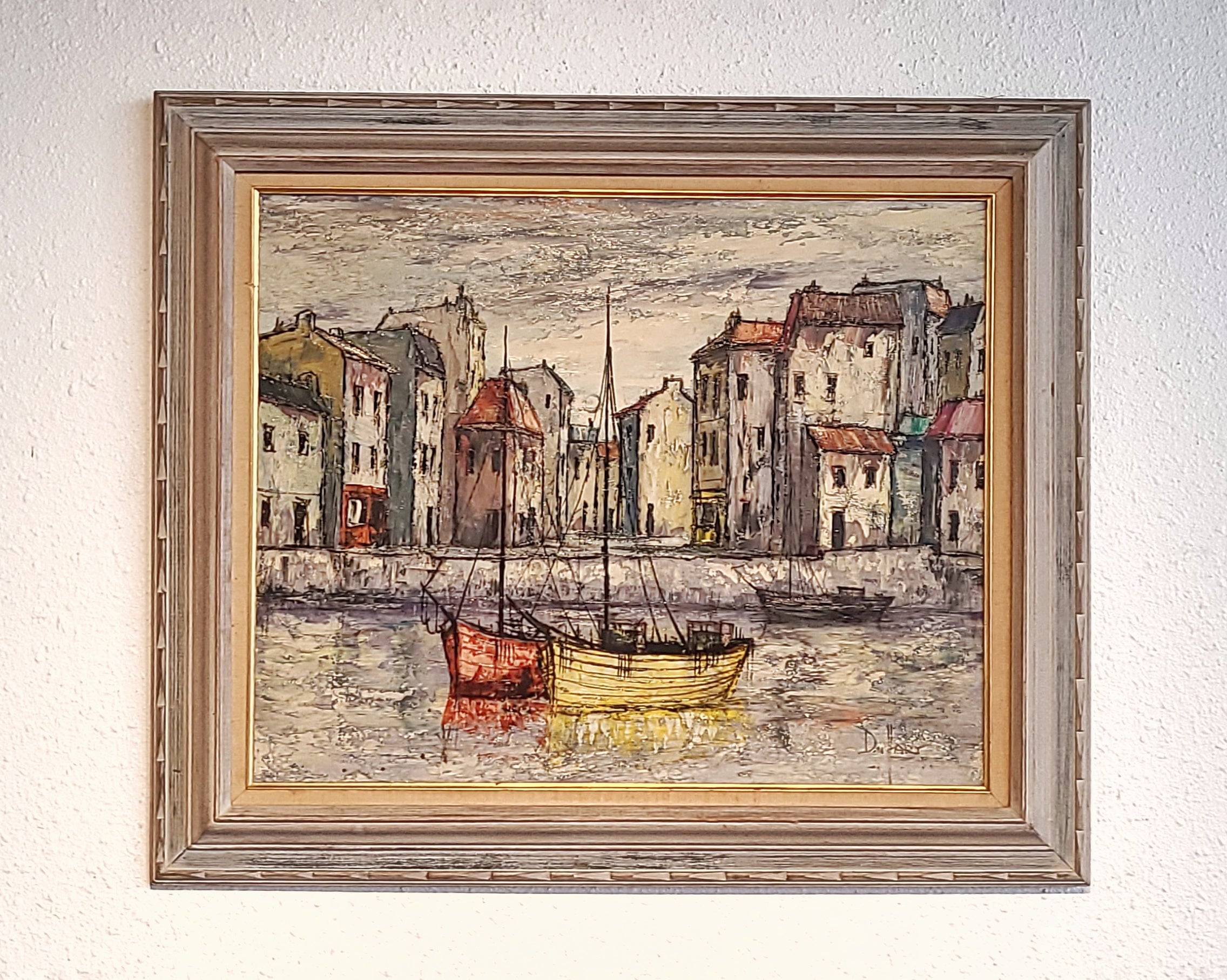 VILLAGE HARBORSCAPE BY JULES DUFFART (1960s)