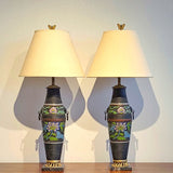 CHINOISERIE CLOISONNE TABLE LAMPS (PAIR)