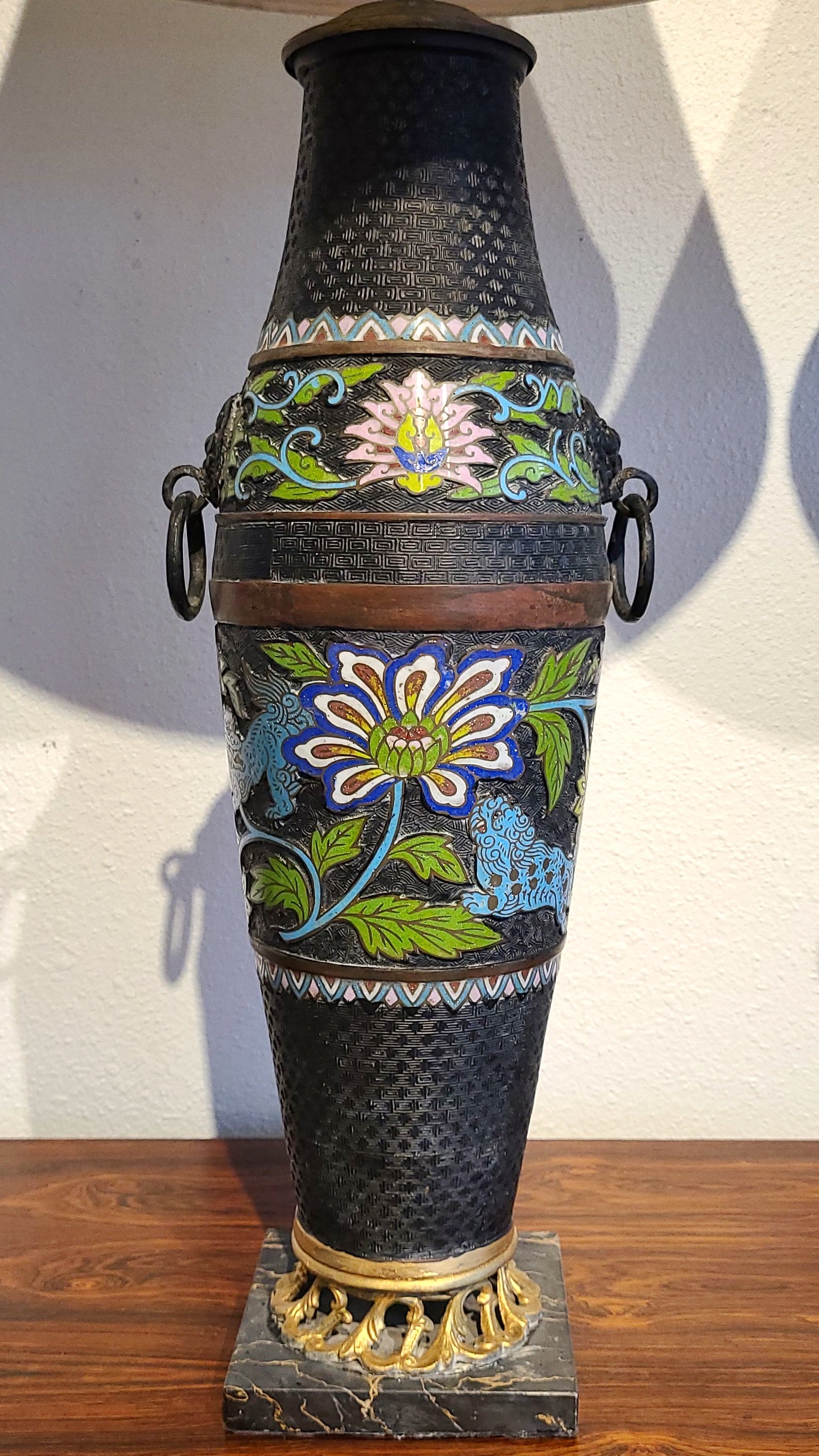 CHINOISERIE CLOISONNE TABLE LAMPS (PAIR)