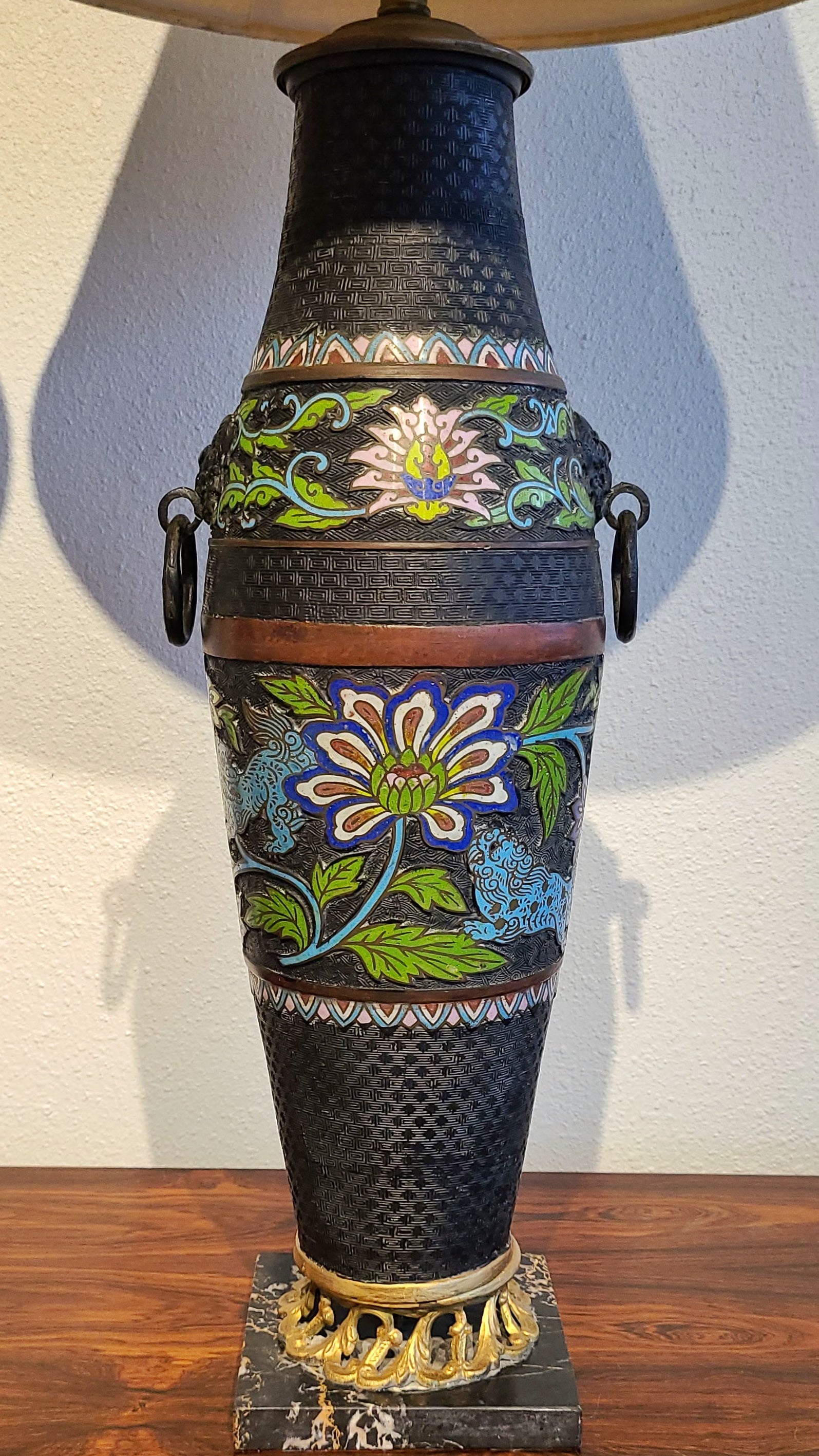 CHINOISERIE CLOISONNE TABLE LAMPS (PAIR)