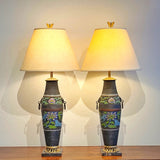 CHINOISERIE CLOISONNE TABLE LAMPS (PAIR)