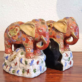 JAPANESE KUTANI SATSUMA MORIAGE ELEPHANT BOOKENDS