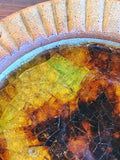 RICHARD PEELER STONEWARE ASHTRAY/BOWL WITH FUSED CRACKED GLASS