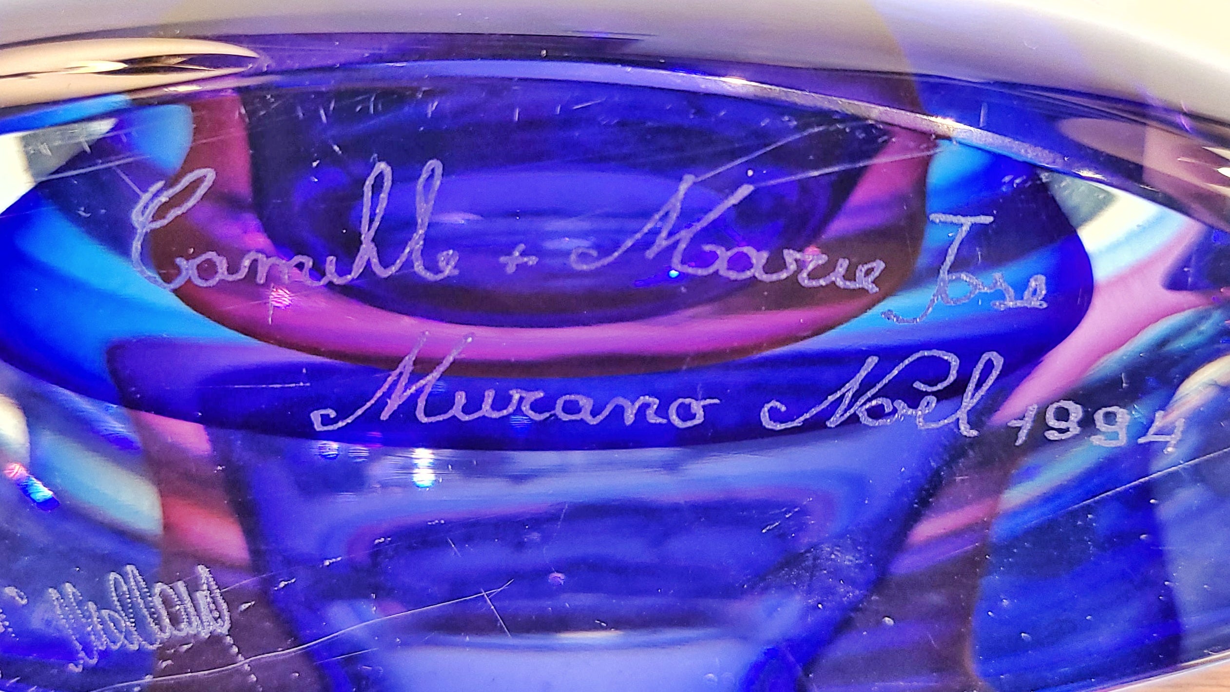 LARGE SOMMERSO PERFUME BOTTLE BY LUIGI ONESTO (MURANO ITALY)