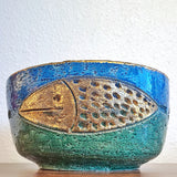 LARGE BITOSSI CENTERPIECE BOWL WITH GOLDEN FISH MOTIF