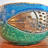 LARGE BITOSSI CENTERPIECE BOWL WITH GOLDEN FISH MOTIF
