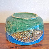 LARGE BITOSSI CENTERPIECE BOWL WITH GOLDEN FISH MOTIF