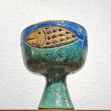 BITOSSI CHALICE/COMPOTE WITH GOLDEN FISH MOTIF