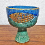BITOSSI CHALICE/COMPOTE WITH GOLDEN FISH MOTIF