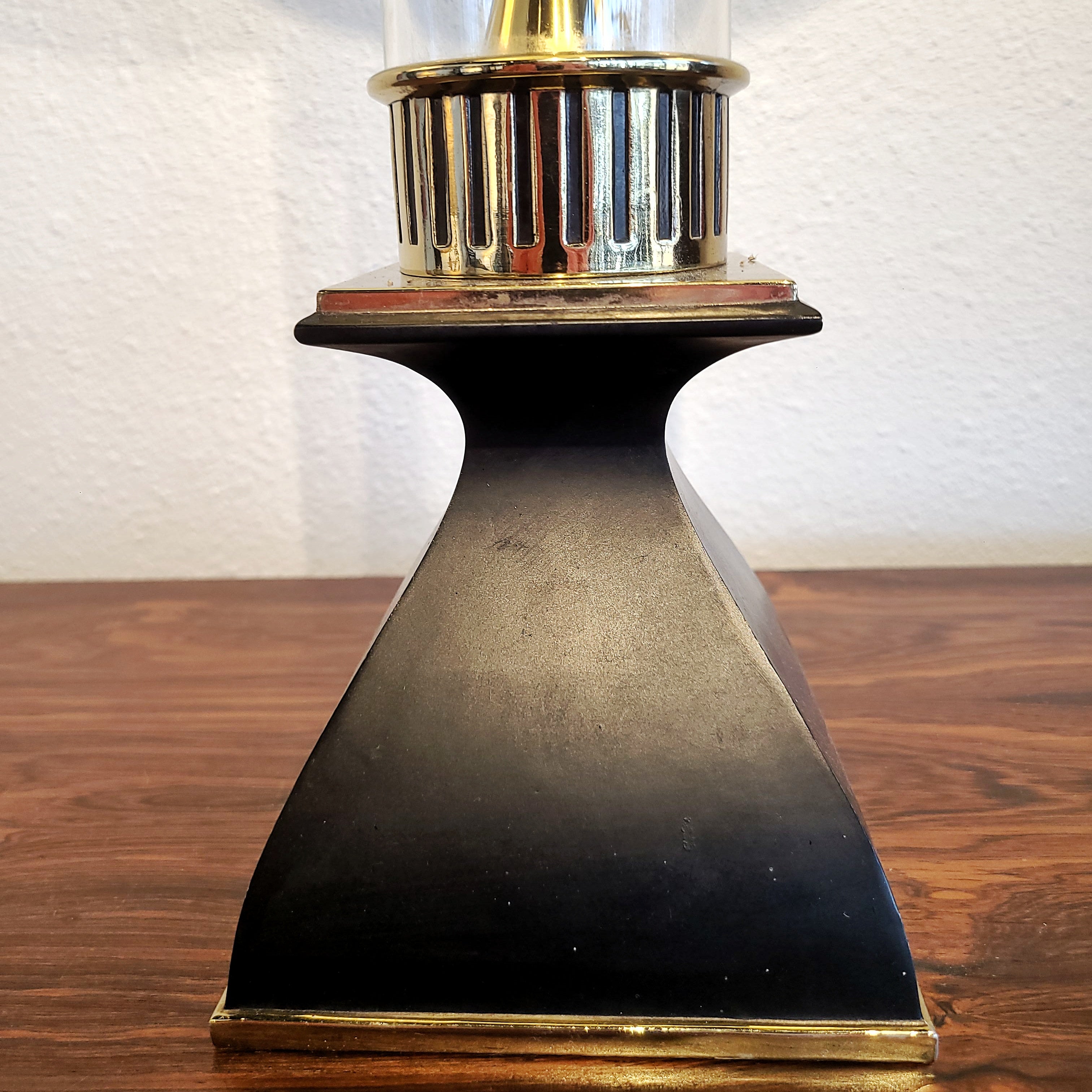 TUBULAR GLASS AND BRASS STIFFEL-STYLE TABLE LAMP