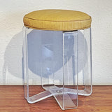 VINTAGE LUCITE STOOL WITH TEXTURED VINYL UPHOLSTERY