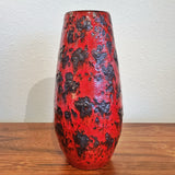 LARGE SCHEURICH KERAMIK RED & BLACK FAT LAVA VASE Nr. 529/38