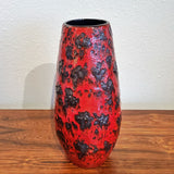 LARGE SCHEURICH KERAMIK RED & BLACK FAT LAVA VASE Nr. 529/38