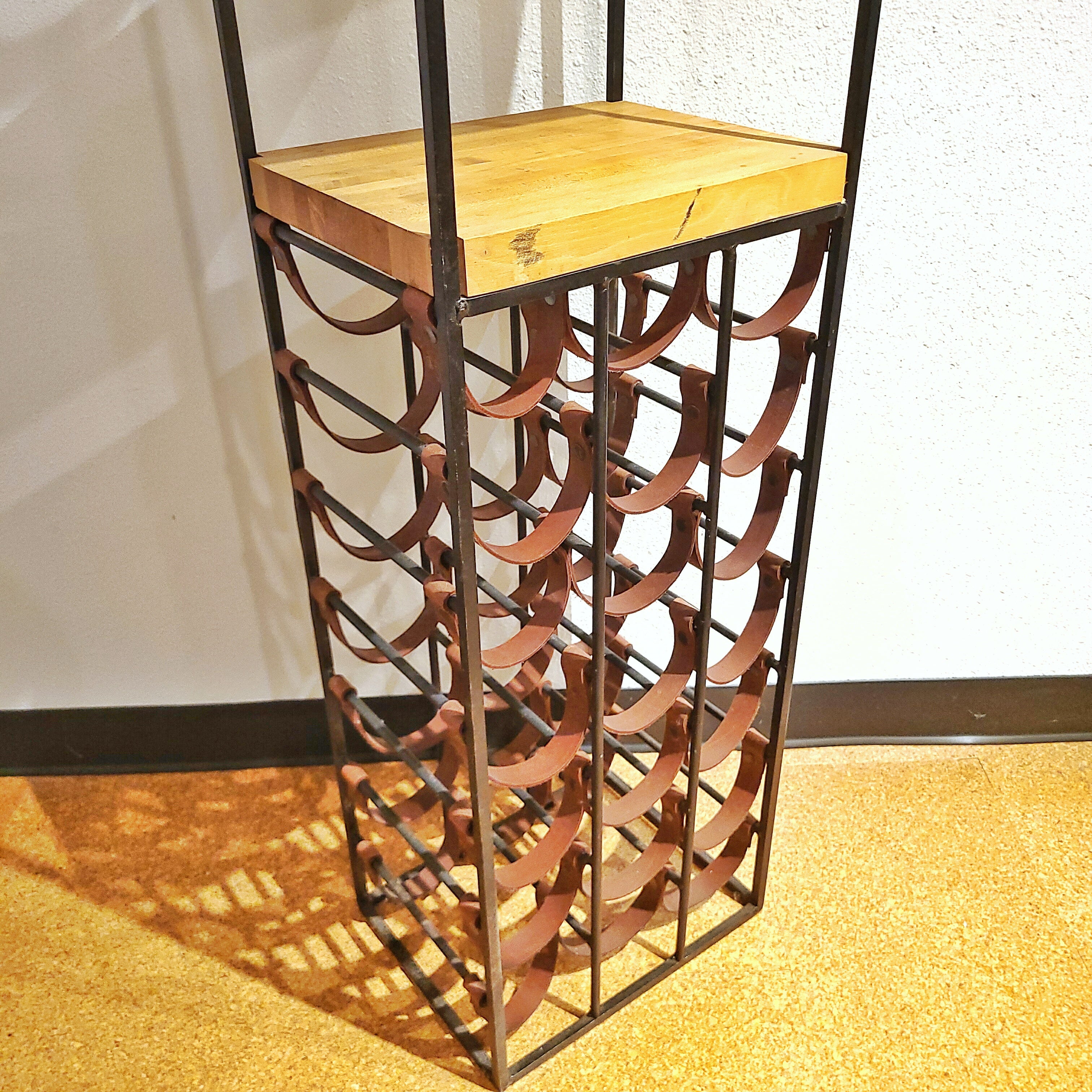 ARTHUR UMANOFF IRON AND LEATHER WINE RACK FOR SHAVER HOWARD