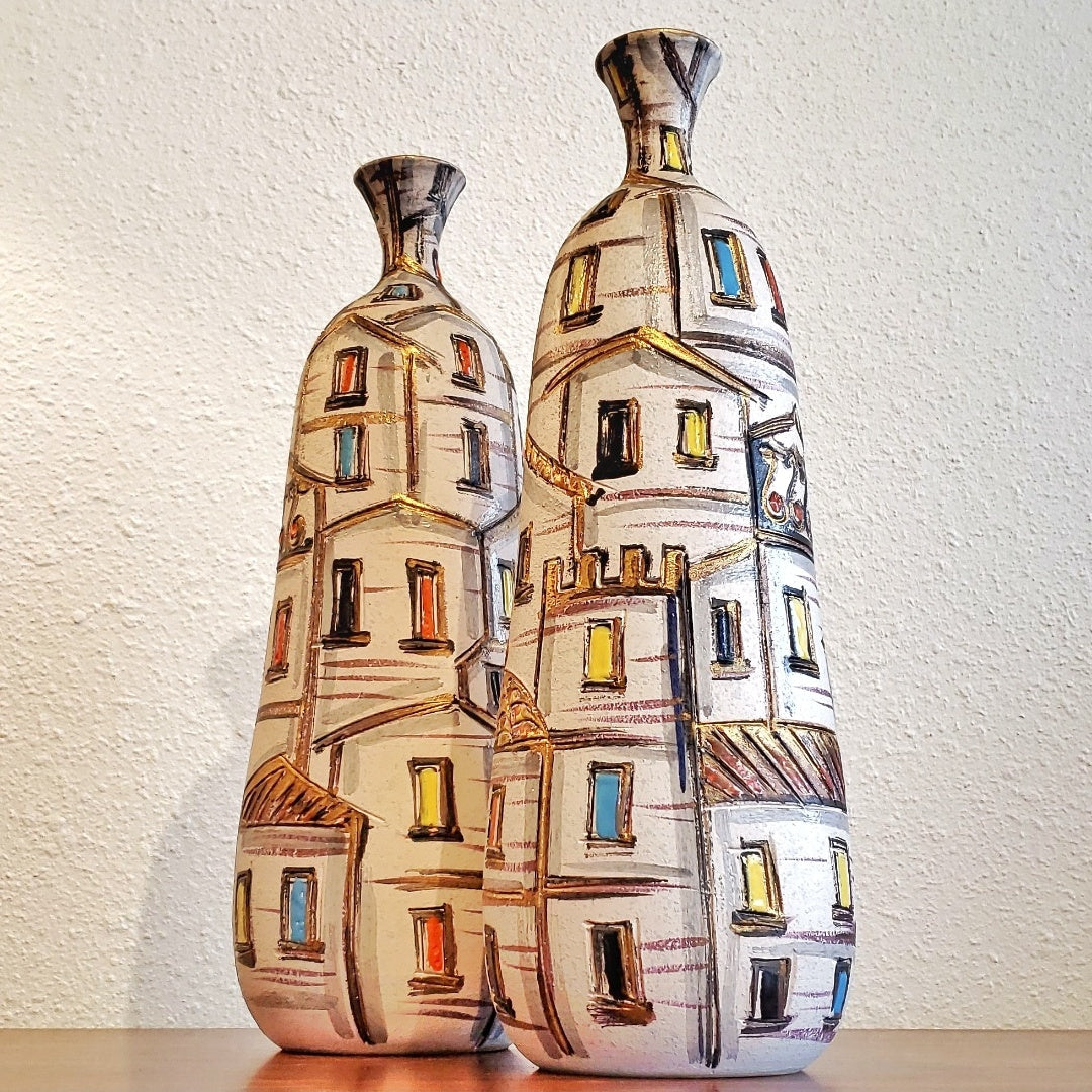 FRATELLI FANCIULLACCI ‘ROOF TOPS’ DÉCOR BOTTLE VASE (ITALY) (A)