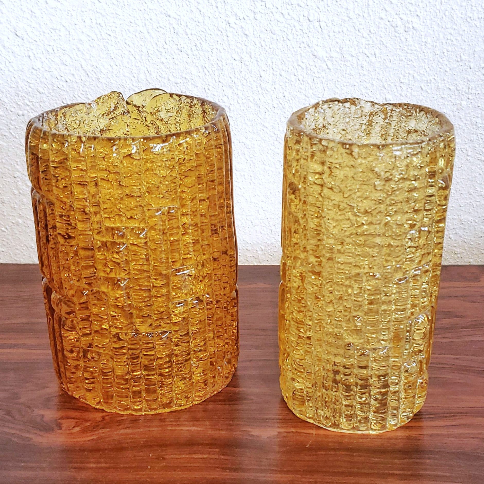 TORCH-CUT BRONZE SCONCE WITH AMBER MURANO GLASS SHADES BY AHLSTRÖM & EHRICH FOR A&E DESIGN