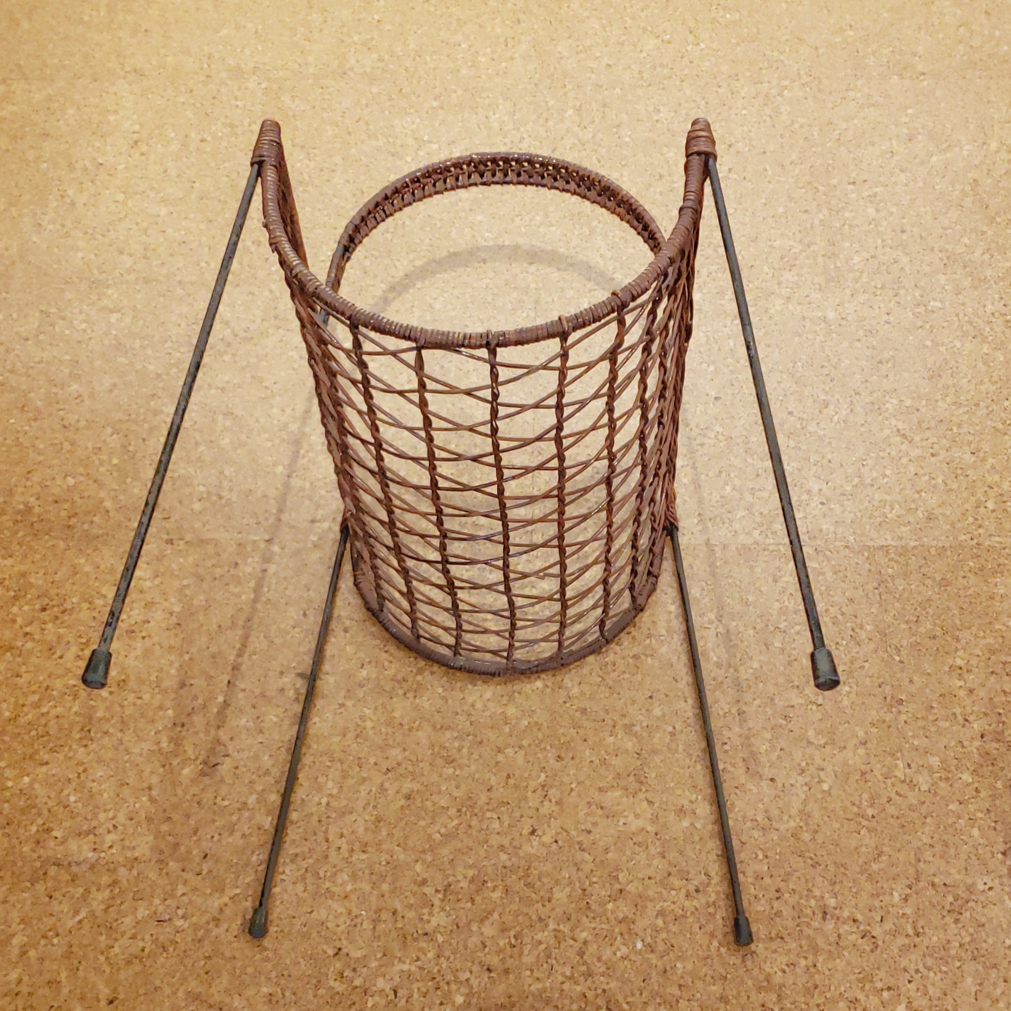 1950s WICKER MAGAZINE CADDY (ITALIAN)