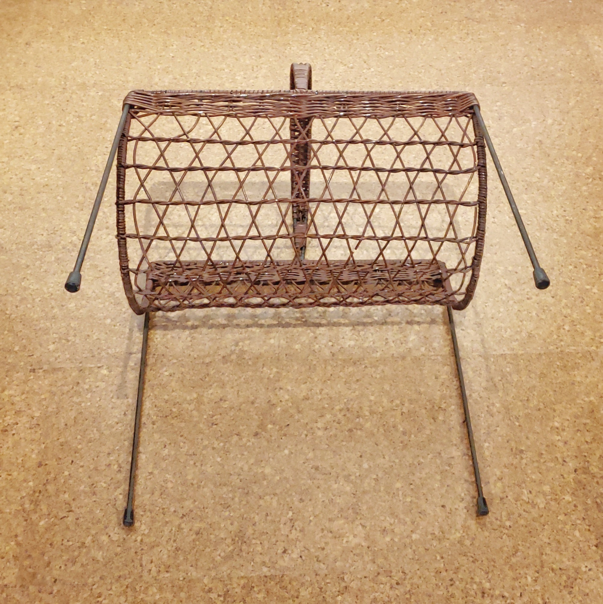 1950s WICKER MAGAZINE CADDY (ITALIAN)