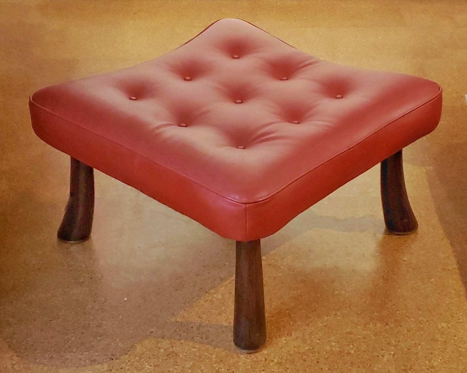 EDWARD WORMLEY LEATHER & ROSEWOOD OTTOMAN FOR DUNBAR