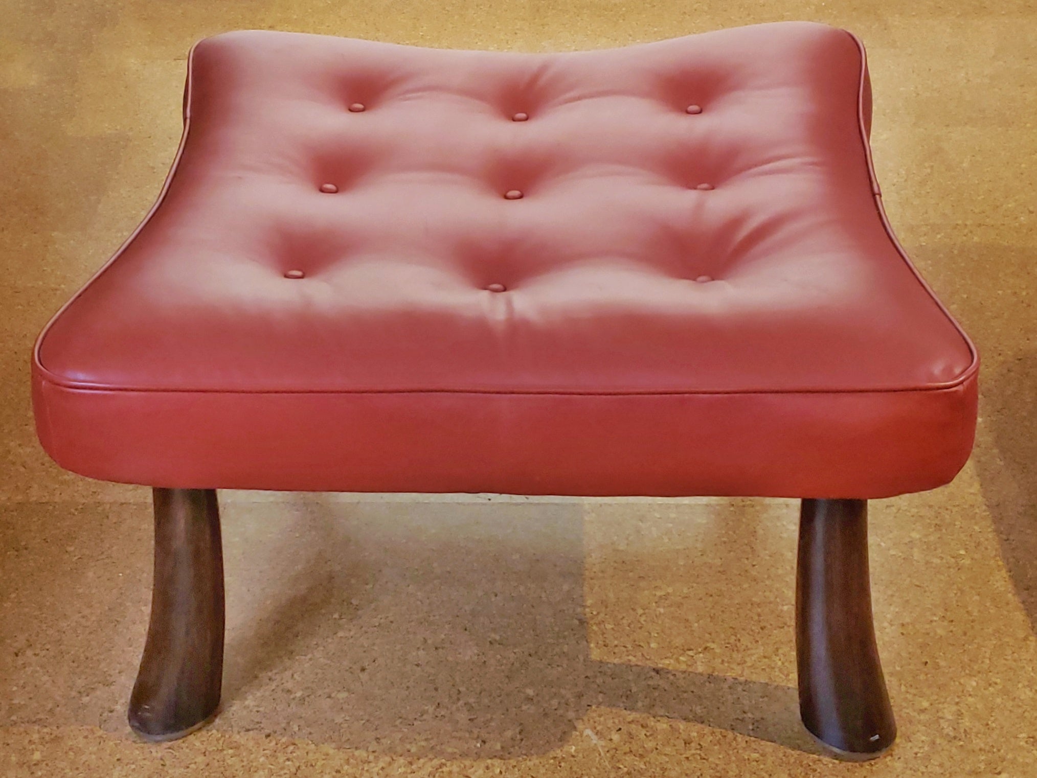 EDWARD WORMLEY LEATHER & ROSEWOOD OTTOMAN FOR DUNBAR