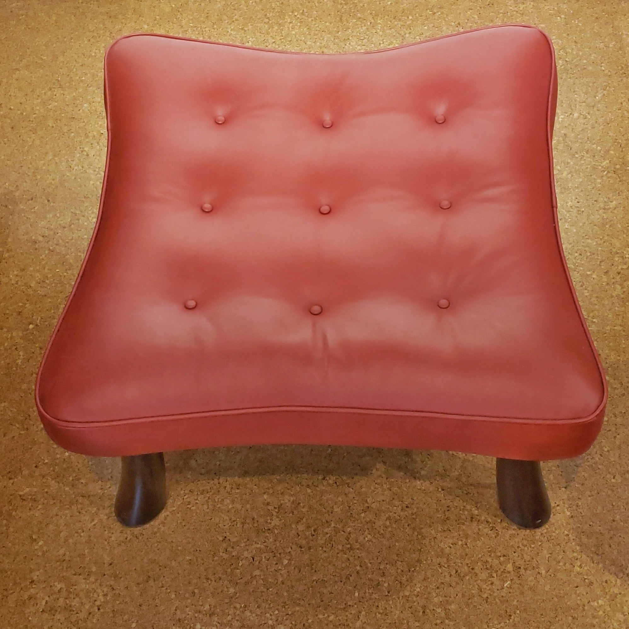 EDWARD WORMLEY LEATHER & ROSEWOOD OTTOMAN FOR DUNBAR