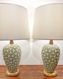1960s SCULPTED GEOMETRIC RELIEF TABLE LAMPS