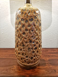 CERAMIC AND WALNUT FAT-LAVA TABLE LAMP