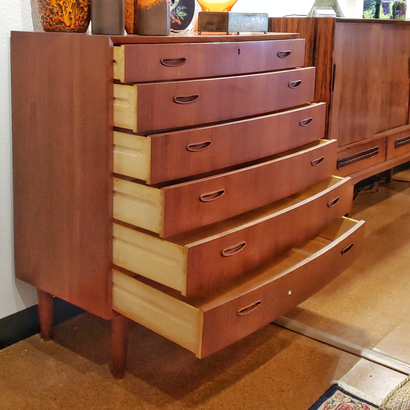 BOW-FRONT CHEST OF DRAWERS