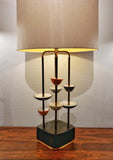 MODERN CERAMIC AND BRASS TABLE LAMP IN THE STYLE OF JOUVE