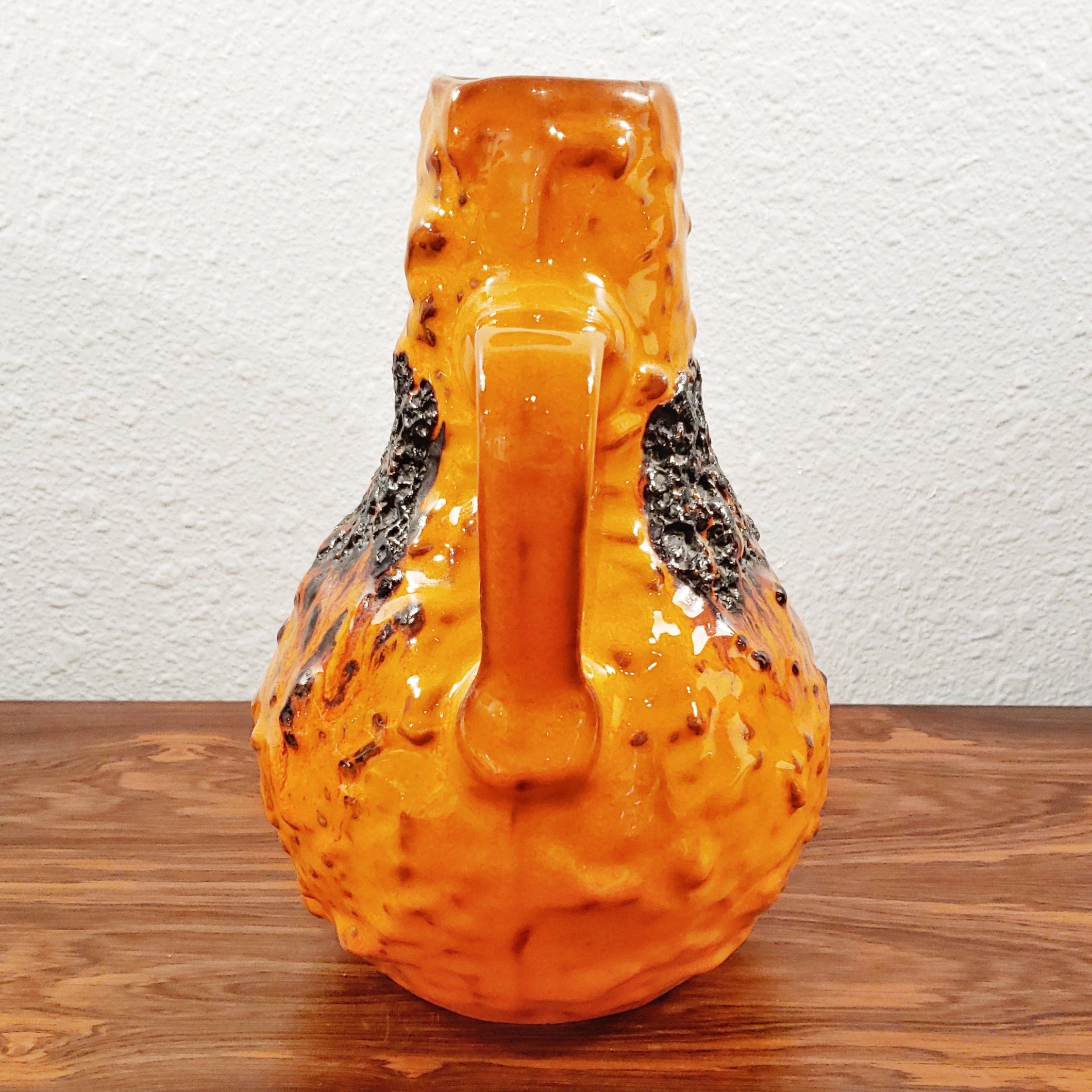 KREUTZ KERAMIK ORANGE/BLACK FAT-LAVA JUG VASE 201 (23.5 cm)